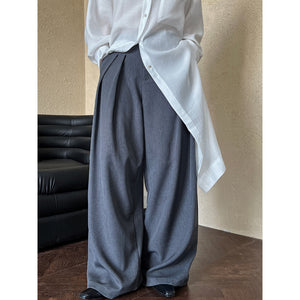 Drape Wide-leg Floor-length Suit Trousers