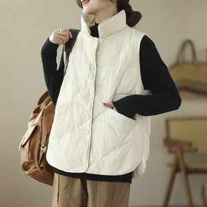 Loose Stand Collar Thickened Short Vest