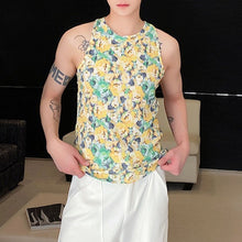 Load image into Gallery viewer, Floral Slim-fit Crew Neck Knitted Vest
