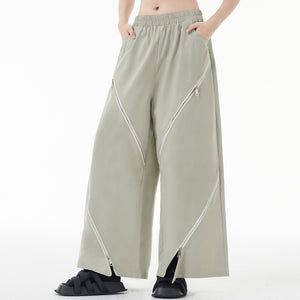 Zip Casual Straight Wide Leg Pants