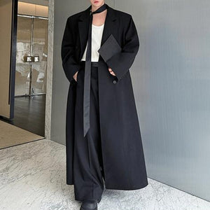 Double-breasted High-slit Webbing Trench Coat