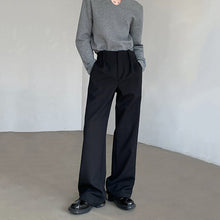 Load image into Gallery viewer, Wide-leg Straight Black Casual Suit Pants
