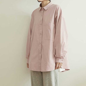 Loose Solid Color Long-sleeved Shirt