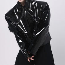 Load image into Gallery viewer, PU Glossy-leather Cropped Jacket
