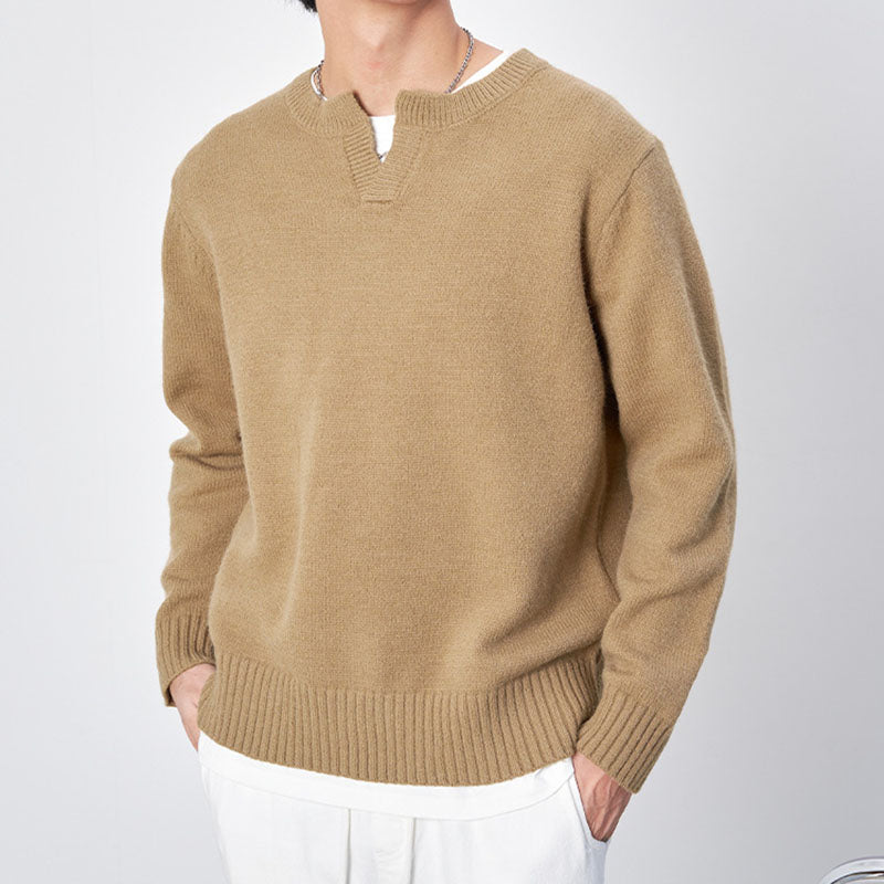 Solid Color Small V-neck Sweater