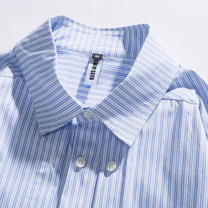 Japanese Fake Two-piece Striped Long-sleeved Shirt