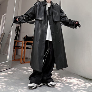 Mid-length Motorcycle PU Leather Windbreaker