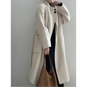 Casual Stand Collar Solid Color Coat