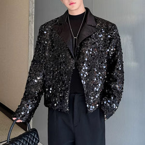 Sequined Suit Collar Loose Short Jacket