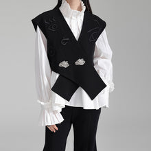 Load image into Gallery viewer, Embroidered Black Irregular Vest
