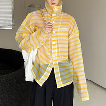 Load image into Gallery viewer, Striped Sheer Long-sleeved Shirt
