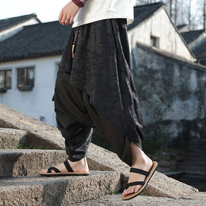 Irregular Fake Two-piece Jacquard Harem Pants