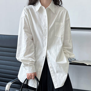 Loose POLO Collar Casual Long-sleeved Shirt