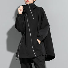 Load image into Gallery viewer, Diagonal Zip Hooded Jacket
