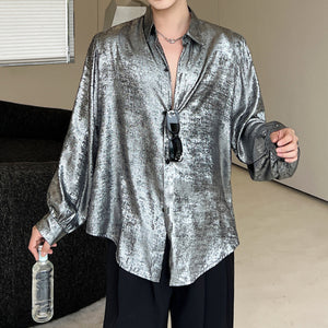 Reflective Draped Long Sleeve Shirt