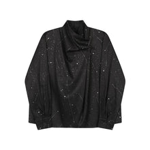 Load image into Gallery viewer, Asymmetric Stand Collar Shiny Silk Long Sleeve Shirt
