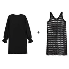 Load image into Gallery viewer, Silver Mesh Vest T-shirt Two-piece Dress
