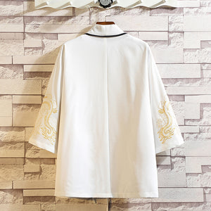 Casual Embroidered Three-quarter Sleeve Top