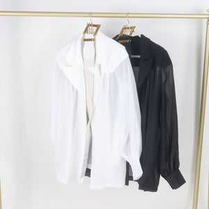 Balloon Sleeve Loose Collar Shirt