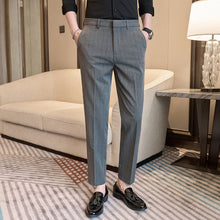 Load image into Gallery viewer, Striped Slim-fit Cropped Suit Trousers
