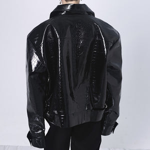 Retro Shoulder Padded PU Leather Jacket