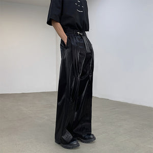 Three-dimensional Casual Metal Buckle Straight Trousers