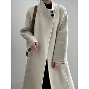 Casual Stand Collar Solid Color Coat