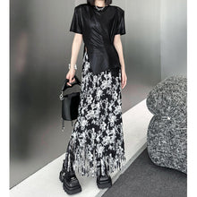 Load image into Gallery viewer, Fringed Mid-Length Pleated Floral Skirt
