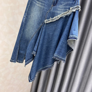 Irregular Patchwork Denim Skirt