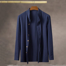 Load image into Gallery viewer, Vintage Stand Collar Cotton and Linen Shirt
