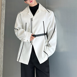 Pad Shoulder Contrast Zip-Up Jacket