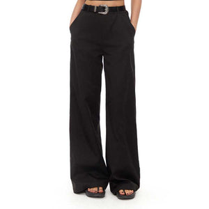 Loose Straight Casual Black Trousers