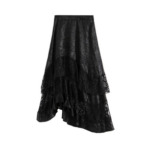 Irregular Stitching High Waist A-line Long Skirt