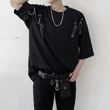 Load image into Gallery viewer, Metal Chain Pin Decoration Short Sleeve T-shirt
