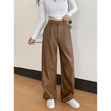 Load image into Gallery viewer, Autumn and Winter Retro PU Leather Wide-leg Pants
