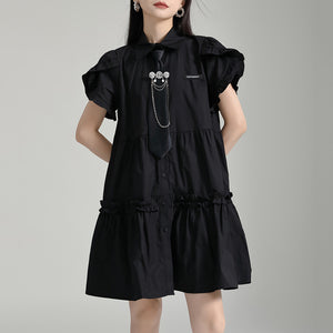 Ruffled Short Sleeve Dress