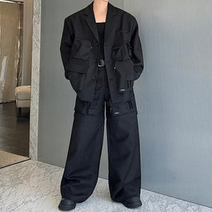 Multi-pocket Detachable Cargo Pants Suit