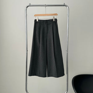 Solid Wool-blend Wide-leg Pants