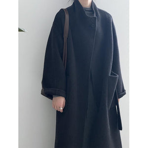 Casual Stand Collar Solid Color Coat