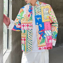 Load image into Gallery viewer, Stand-collar Disc-button Floral Jacket
