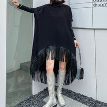 Load image into Gallery viewer, Retro Turtleneck Tassel Loose Dress
