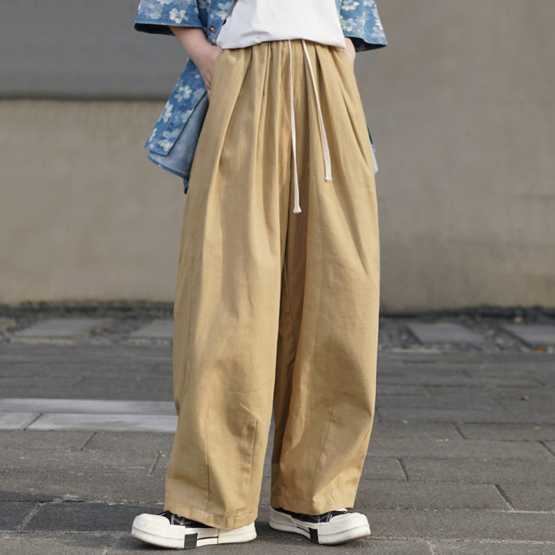 High Waist Drawstring Elasticized Wide-Leg Pants