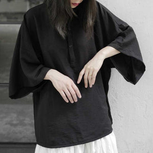 Stand Collar Oversized Cuff T-shirt