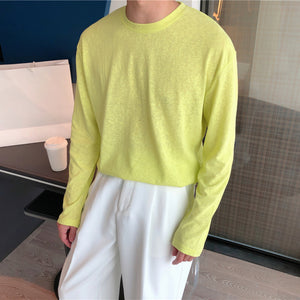 Loose Round Neck Solid Color Bottoming T-shirt