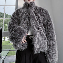 Load image into Gallery viewer, Stand Collar Buttoned Cotton Artificial Fur Short Coat
