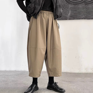 Autumn and Winter Nine-point Stitching Elastic Waist Wide-leg Pants