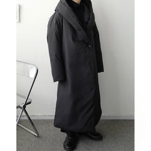 Hooded Cotton Loose Knee-length Cape Coat