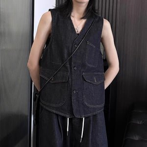 V-neck Retro Denim Vest