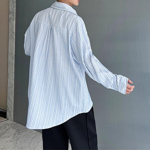 Irregular Blue Stripe Casual Shirt