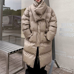 Winter Stand Collar Scarf Warm Cotton Coat